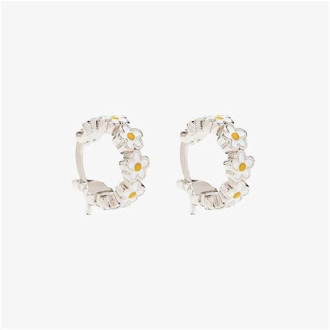 Pura Vida Painted Blooms Hoop Earrings In Silver Wetsuit Centre