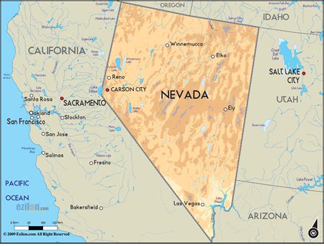 Geographical Map of Nevada and Nevada Geographical Maps