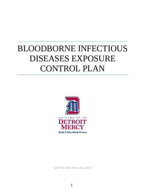Bloodborne Infectious Diseases Exposure Control Plan Sample Bloodborne