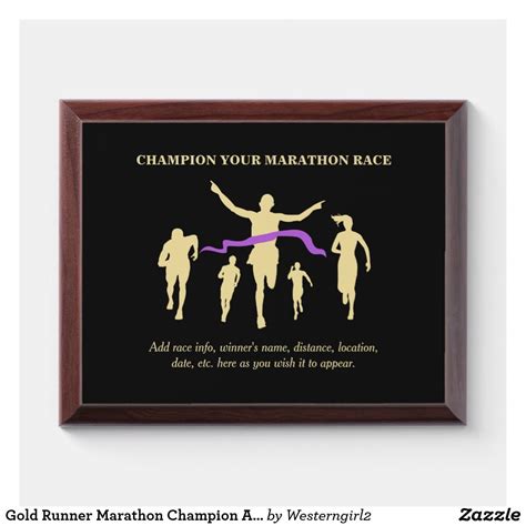Gold Runner Marathon Champion Award Plaque Gold Runner