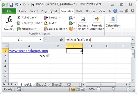 Ms Excel How To Use The Cell Function Ws