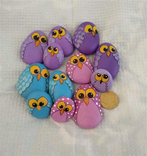 Groups Of Owls Painted By Yvonne Painted Rocks Owls Rock Painting