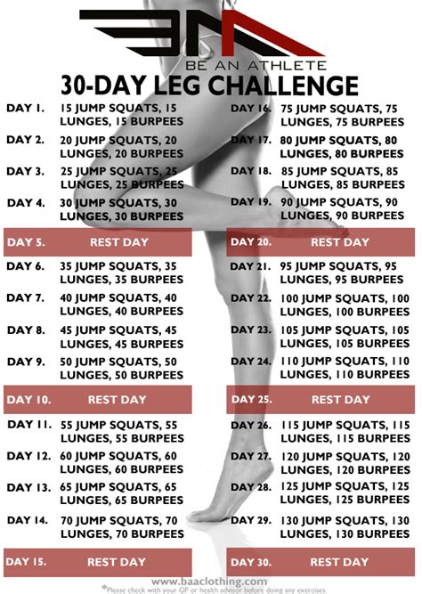 Pin By Sara Adler On 30 Day Fitness Challanges Leg Challenge 30 Day