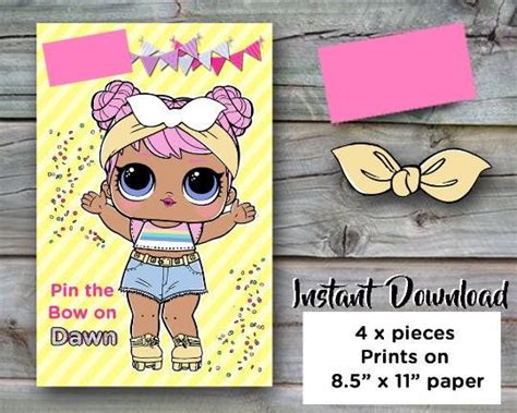 Lol Surprise Doll Confetti Pop Birthday Party Pin The Bow On Bday Party