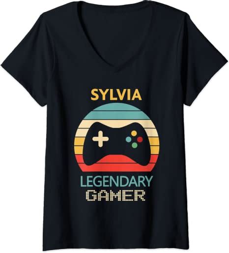 Womens Sylvia Name T Gamer Girl Personalized Legendary
