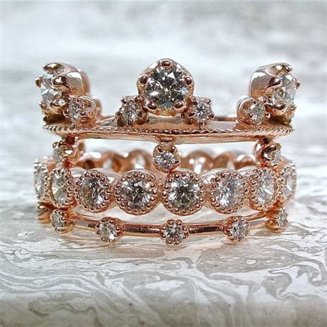 Serious Diamond Stack Rings Intricate Tiara Diamond Crown Stacking