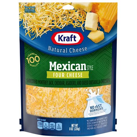 Kraft Mexican Style Four Cheese Blend Shredded Cheese 8 Oz Bag