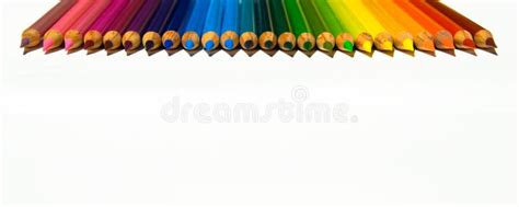 Vibrant Colored Pencil Tips In A Rainbow Pattern Stock Image Image Of