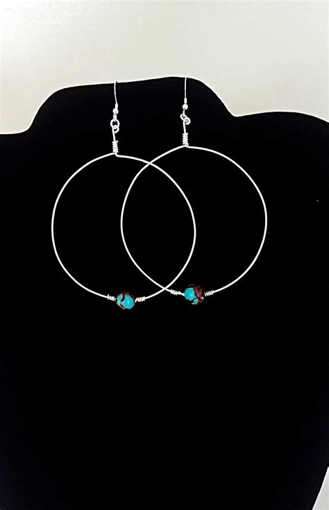 Turquoise Hoop Earrings Turquoise Hoops Semi Precious Gemstones