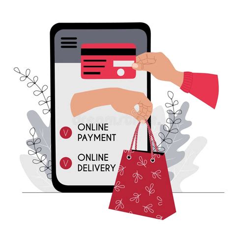Online Payment And Delivery Concept Illustration A Hand Holds Out A