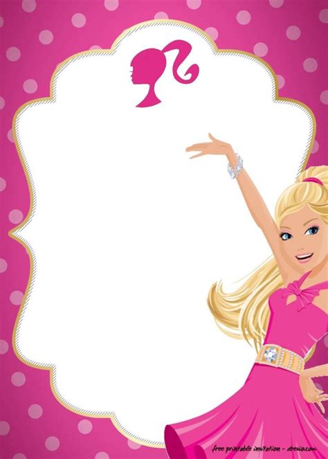 595 x 411 pixel., item details. FREE Polkadot Pink Barbie Invitation Templates | DREVIO