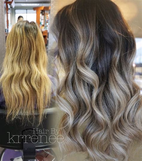 Before and after hair transformation. Blonde to dark hair. | Hair