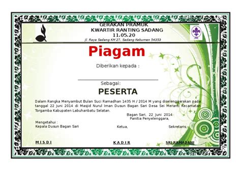 265156812 Contoh Piagam Penghargaan