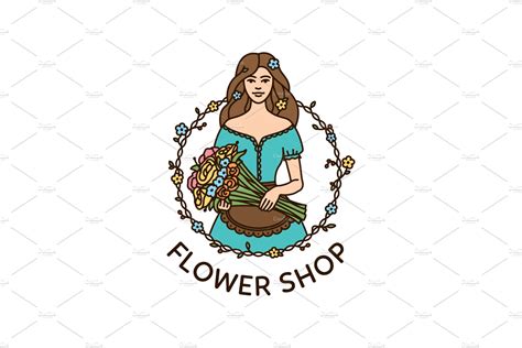 Flower Shop Logo Creative Illustrator Templates Creative Market