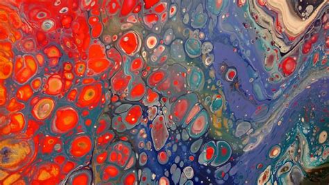 Orange Cells With Acrylic Paint Liquitex Pouring Media And Wd40