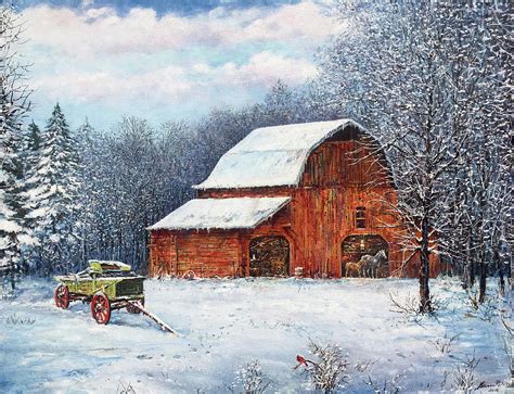 Winter Barn Paintings