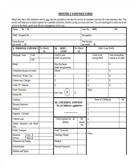 This payment will be credited against the cost of imprisonment listed on your original judgment. FREE 10+ Sample Personal Expense Forms in PDF | MS Word