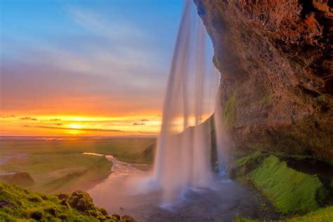 Seljalandsfoss Waterfall Sunset Iceland Fine Art Photo Print Photos