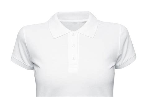 Woman White Polo Shirt Isolated On White Mockup Female Polo T Shirt Front View With Short