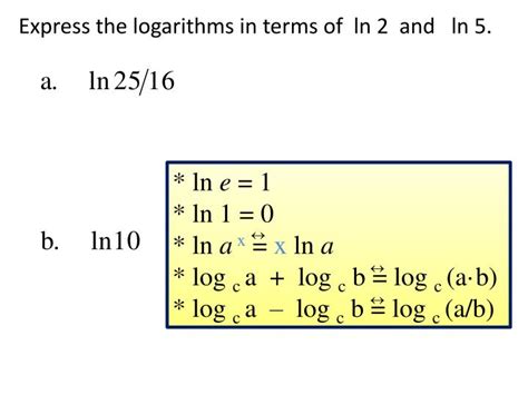 ppt express the logarithms in terms of ln 2 and ln 5 powerpoint presentation id 4667302
