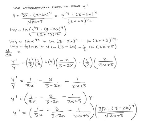 solved use logarithmic diff to find y ln y ln x1 3 ln