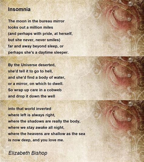 Insomnia Poem by Elizabeth Bishop - Poem Hunter