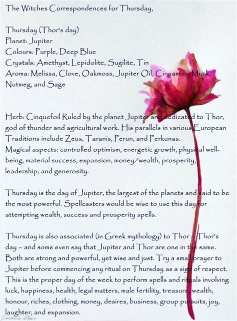 The Witches Correspondences For Thursday Magic Words Magick Magick