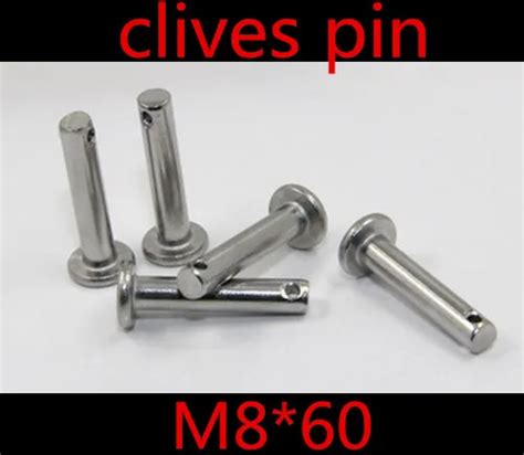 10pcslot M860 8mm M8 304 Stainless Steel Clevis Pinflat Head Cylindrical Pin With Hole In