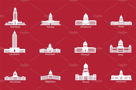 Us State Capitol Buildings Custom Designed Illustrations Creative