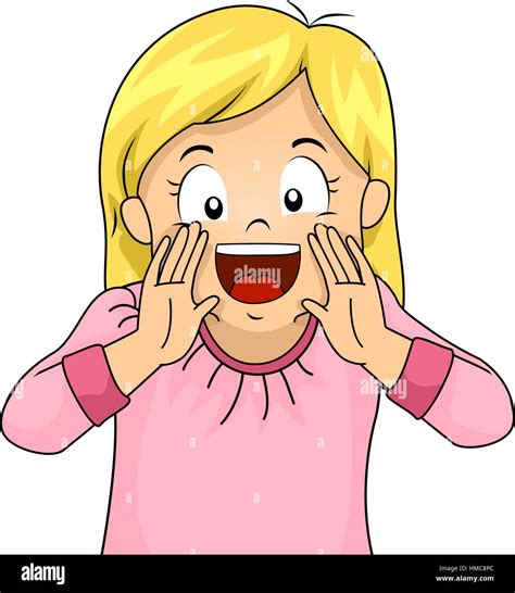 Illustration Of A Little Girl Shouting Happily Stock Photo Alamy