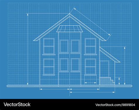 Technical Drawing House Blueprint Royalty Free Vector Image