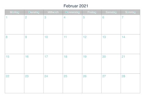 Alles auf dickeres papier drucken, alle blätter mit dem locher lochen. Kostenlos Druckbar Februar 2021 Kalender Zum Ausdrucken PDF, Excel, Word