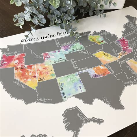 Silver Scratch Off Map United States Of America Travel Map Etsy