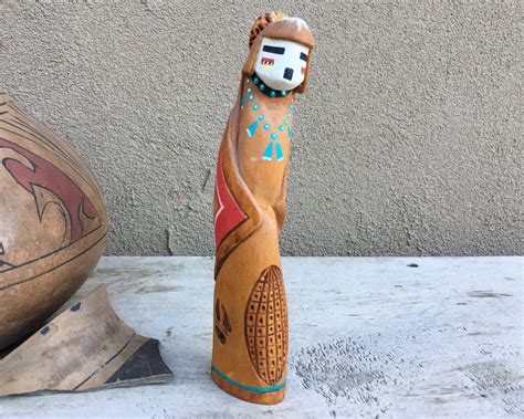 Hand Carved And Painted Hopi Planting Katsina Doll Kachina Wood Carving Signed Native American Art
