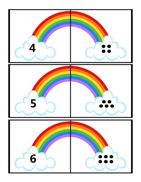 Four Different Rainbows With Numbers On Them