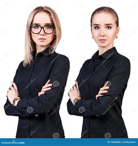 Young Girl With And Without Glasses Stock Image Image Of Females Lifestyle 74485689