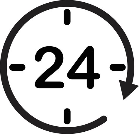24 Hours Assistance Clock Symbol Open 24 Hours Icon Twenty Four Hour