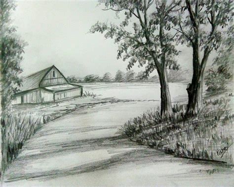 Landscape Pencil Art Drawing