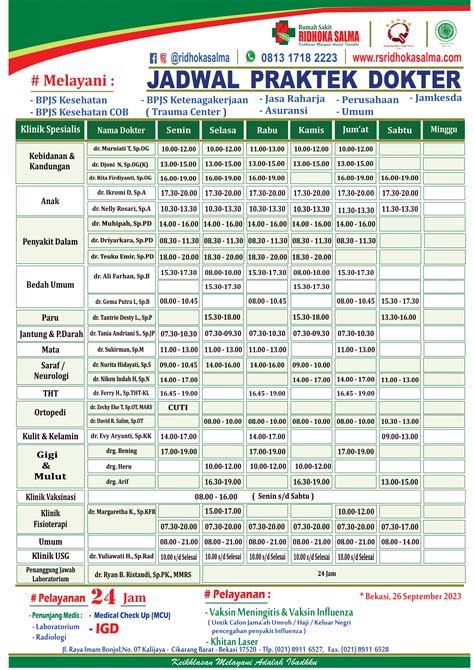 Jadwal Praktek Dokter Rumah Sakit Ridhoka Salma Terupdate September Rumah Sakit Ridhoka