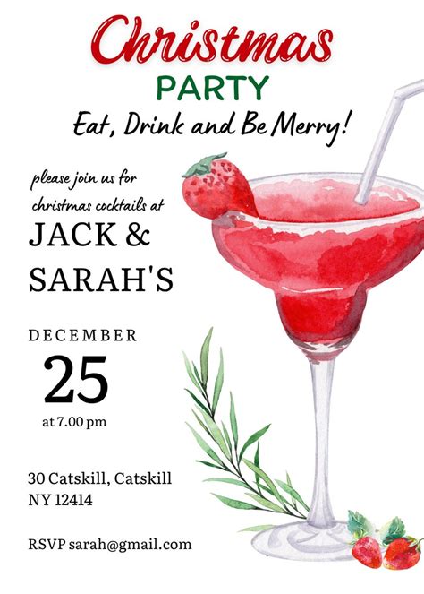 Editable Christmas Party Invitation Cocktail Invite Etsy