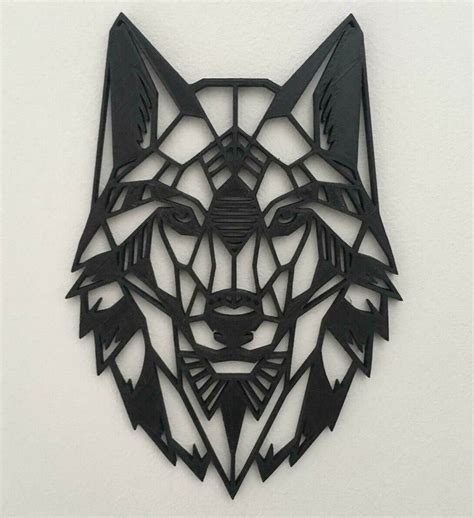 Geometric Wolf Head Wall Art Hanging Decoration Origami Style Etsy