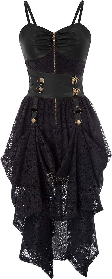 Scarlet Darkness Womens Vintage Dress Steampunk Belt Smocked Waist