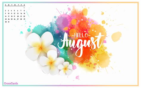 Free Download August 2020 Hello August Desktop Calendar August