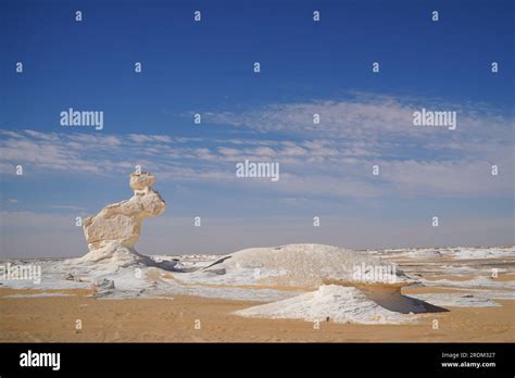Una Formación De Piedra Caliza Calcificada Se Asemeja A Un Conejo En El Desierto Blanco Egipto