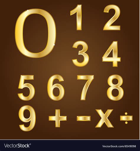 Gold Numbers Royalty Free Vector Image Vectorstock