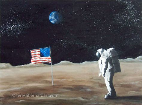 First Man On The Moon Teresa Bernard Oil Paintings