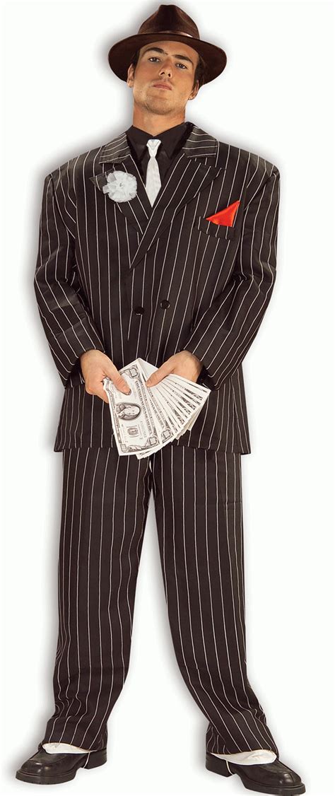Mens Black And White Gangster Costume 1920s Mob Boss Costume