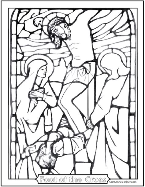 Stained Glass Coloring Page Jesus Crucifixion
