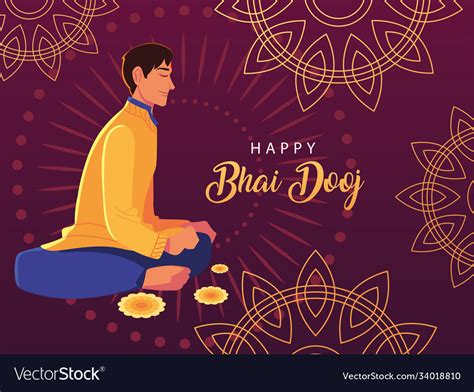 Happy Bhai Dooj With Indian Man Cartoon Royalty Free Vector