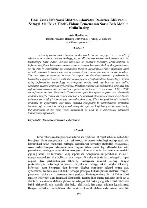 (PDF) Hasil Cetak Informasi Elektronik dan/atau Dokumen Elektronik Sebagai Alat Bukti Tindak ...